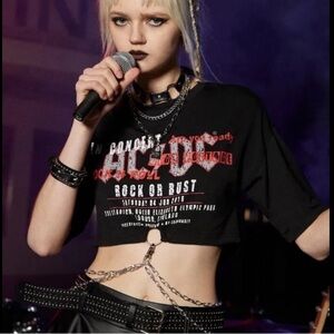 AC/DC Shein Crop Chain Tee